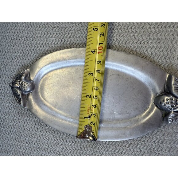 Holland Boone Polished Pewter Fruit Oval Tray Vintage Small‎ Matte Finish Decor - Picture 5 of 6